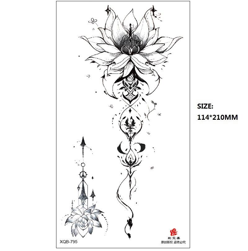 Emmy Black Series Butterfly Rose Flower Tattoo Sticker Set Water Transfer Paper