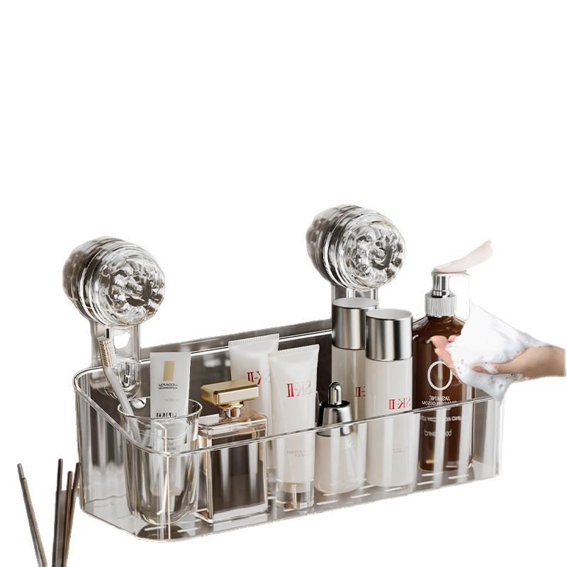 Suction Cup Straight Row Non Perforated Wall Mounted Toilet Detachable Washbasin Bathroom Storage Rack