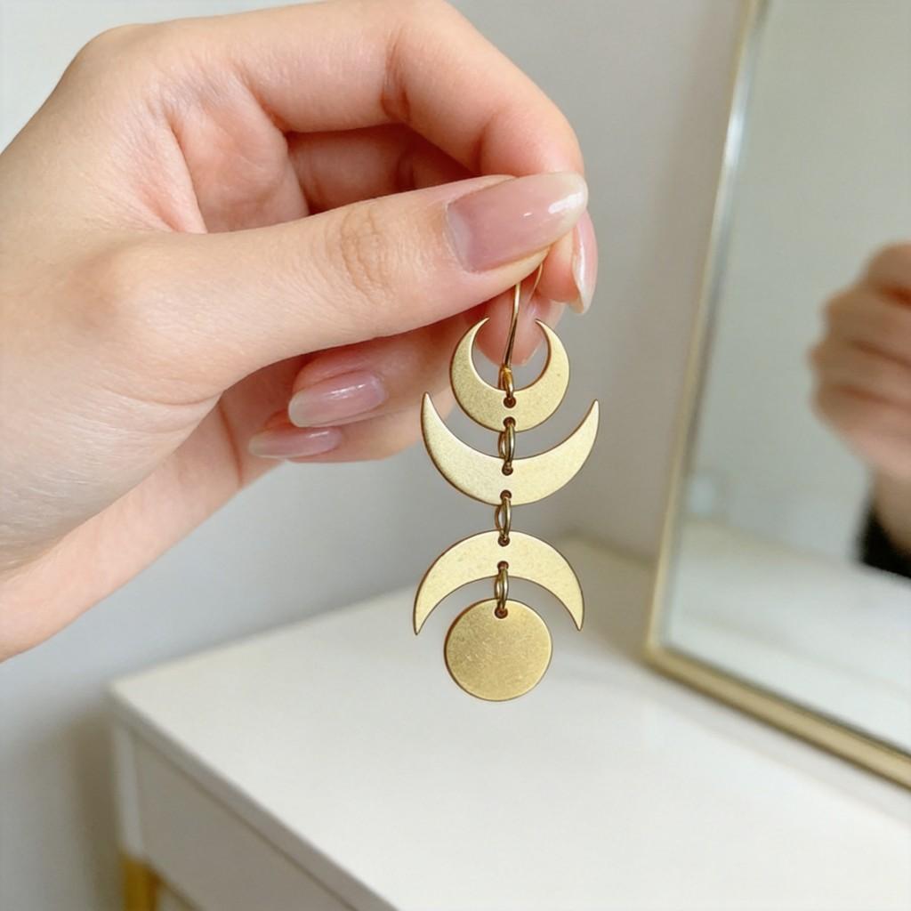 Moon Star Alloy Earrings Simple Dangle Jewelry For Women Summer Style
