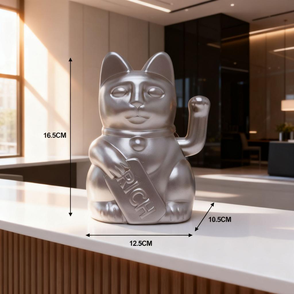 Maneki Neko Kot Szczęścia Statuetka Machająca Fortuną Przywołujący Kot z Monetą Japoński Talizman Szczęścia do Domu Biura Dekoracja Żywiczna Prezent