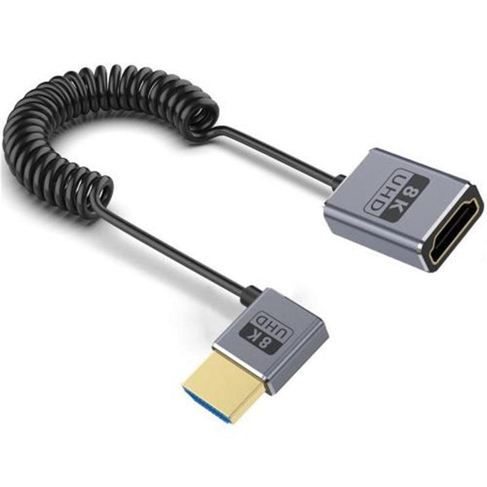 

0.7m Spring Coaxial 8K HD Video 48Gbps HDMI 2.1 Cable Left Angle Male to Straight Female Adapter Cord As Shown A