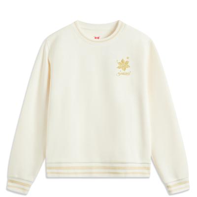Li Ning Καθημερινή Ευημερία Σειρά CNY Ζώδιο Γράμμα Στρογγυλή Λαιμόκοψη Άνετο Αναπνέον Ευέλικτο Καθημερινό Φούτερ Γυναικείο φούτερ Εκρού AWDV182-4