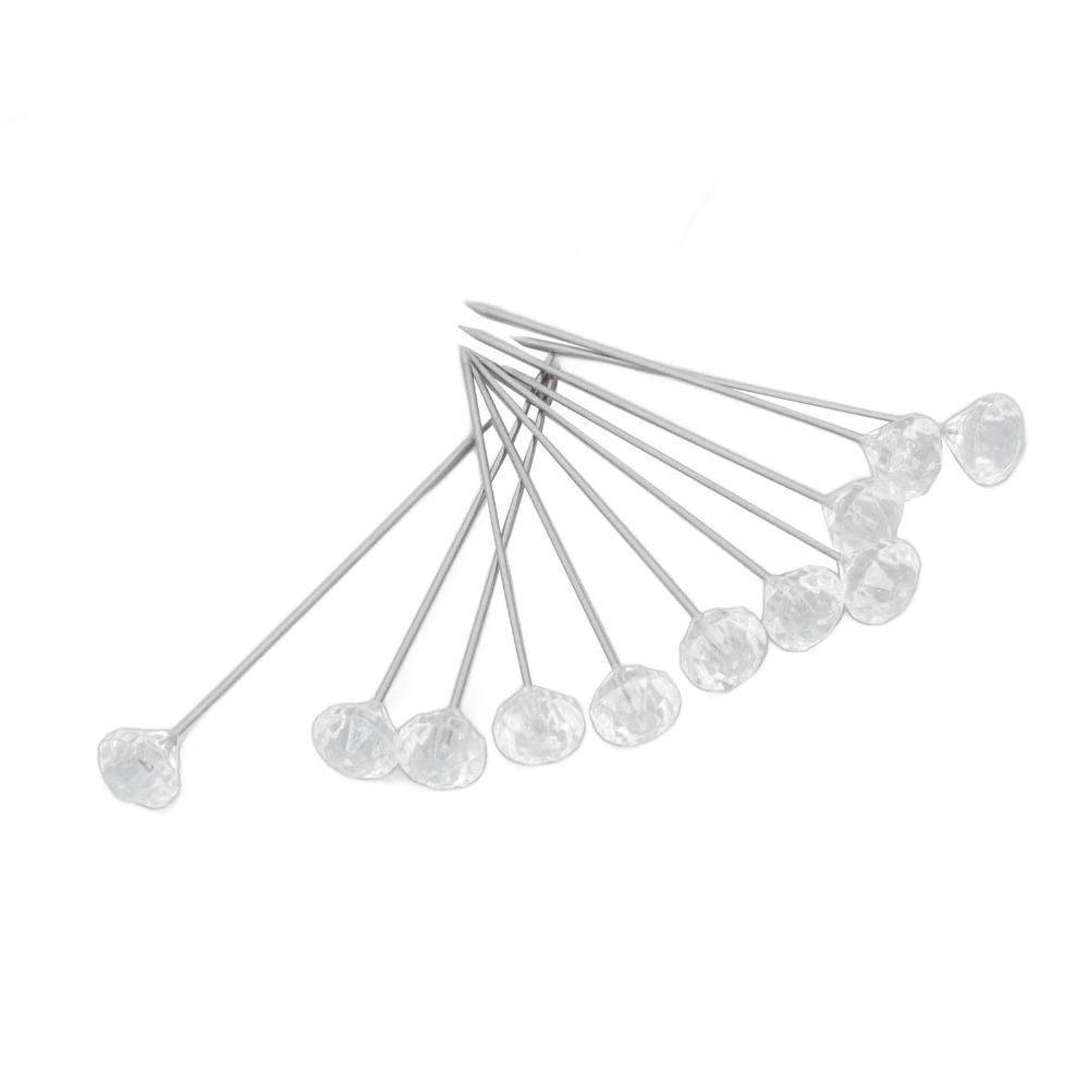 300Pcs Clear Crystal Rhinestone Head Pins Straight Shank Floral Wedding Pins Bouquet Decoration