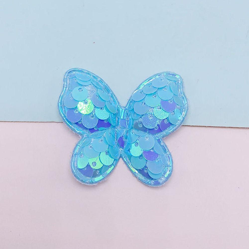 20Pcs Sew On Glitter Sequins Butterfly Patches 40x35mm Clothes Patches  Hat Shoes Sewing