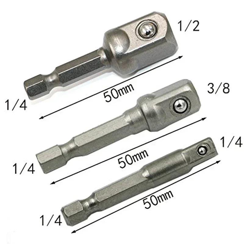 1/4 3/8 1/2 Quot  Hex Power Drill Bit Driver Socket Bits Set Adapter Wrench Sleeve Extension Bar  Electric Screwdriver Bits Tool