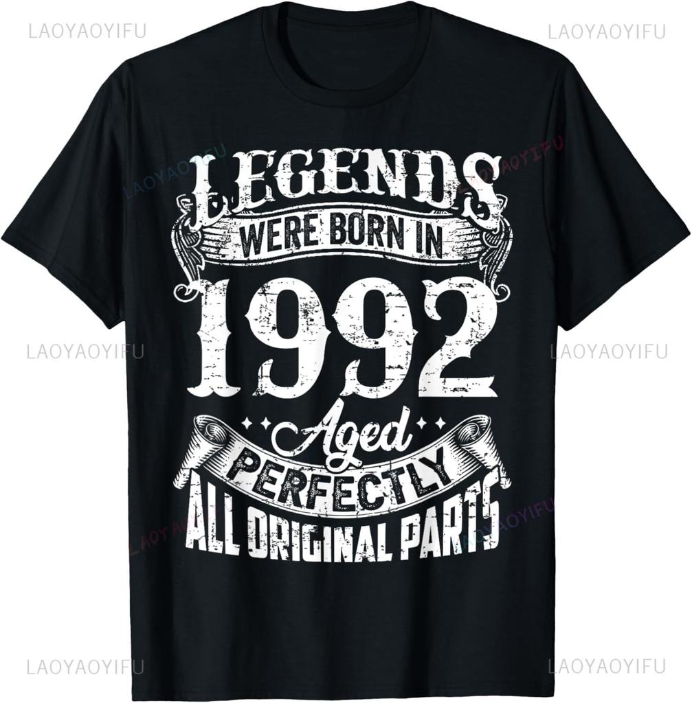 Vintage 33th Birthday Decorations Vintage 1992 33 Years Old TShirt Print On DeUnisexd Streetwear Short Sleeve Camiseta Hombre