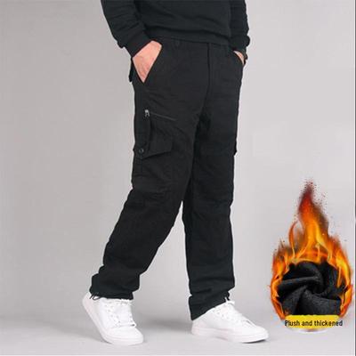 Men's Winter Plus Velvet Multi-Pocket Casual Work Pants - Trendy, Large Size, Thick Fat Trousers