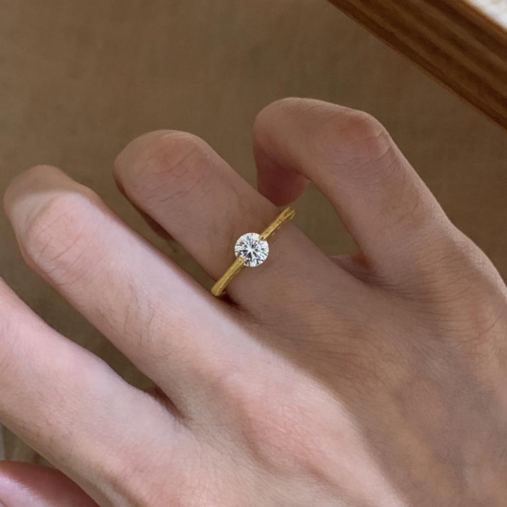 Rotatable Flash Diamond Vintager Gold Brushed Starlight Suspended Diamond Fine Ring Niche Design Ring Index Finger Ring Female 2026