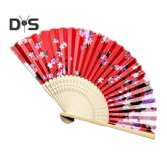 Faltfächer im japanischen Stil mit Blumenmotiv, tragbar, für den Sommer, Handventilator aus Bambus, Dekoration, Tanz-Requisiten, Party-Kostümzubehör