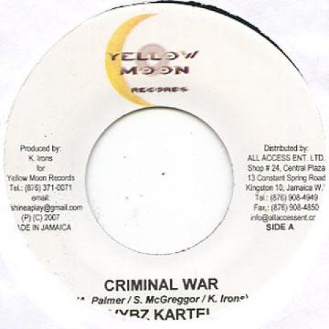 

7-дюймовая пластинка VYBZ KARTEL / MACKA DIAMOND - Criminal War / One Clothes Gal Yellow Moon 2007 Ямайка Регги, Ска и Даб