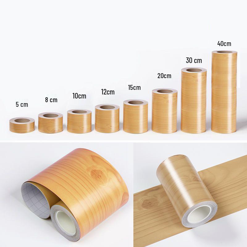 Wood Grain Self-Adhesive Veneer: 10m Decorative Strip for Covering Blemishes and Holes On Floors, Doors, and Furniture.
