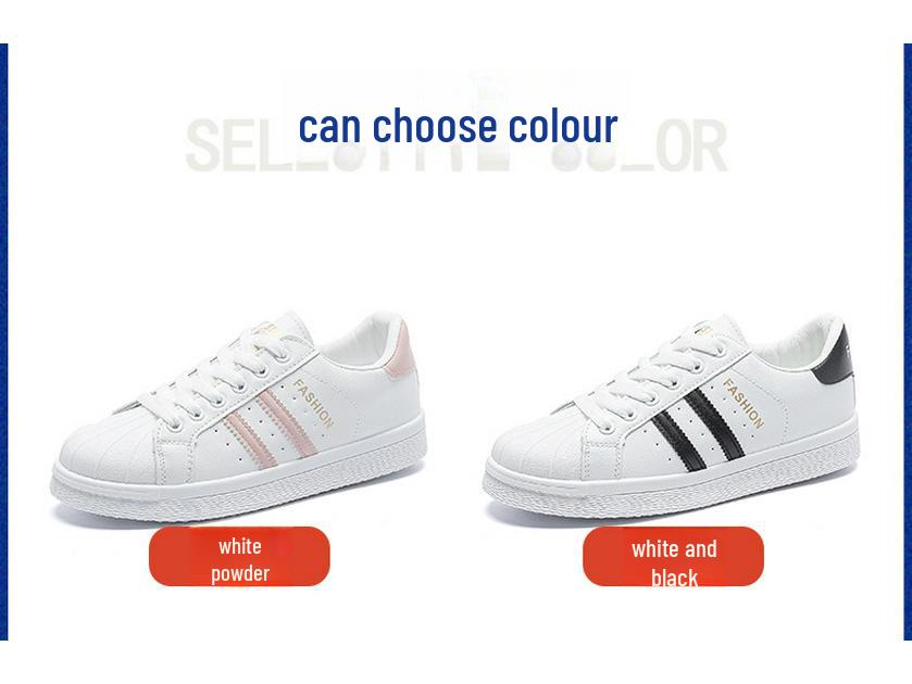 2022 Spring & Autumn Women's White Leather Shell Toe Sneakers - Casual All-Match Flats