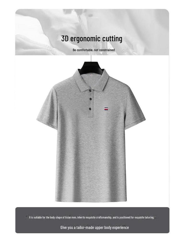 Summer 2026 Men's Embroidered Floral Polo Shirt - Short-Sleeve, Solid Color, Breathable Casual Tee