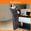 Vintage Striped Knit Dress With Long Sleeves For Spring Retro Style Women