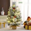 Snow Flocked Mini Tabletop Christmas Tree 45/60CM, Pine Needle PVC Mixed Xmas Tree with Pine Cones & Berries