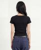 BASIC HOUSE Women'S Modal Spandex U-Neck Slim Fit Short Sleeve T-Shirt Black