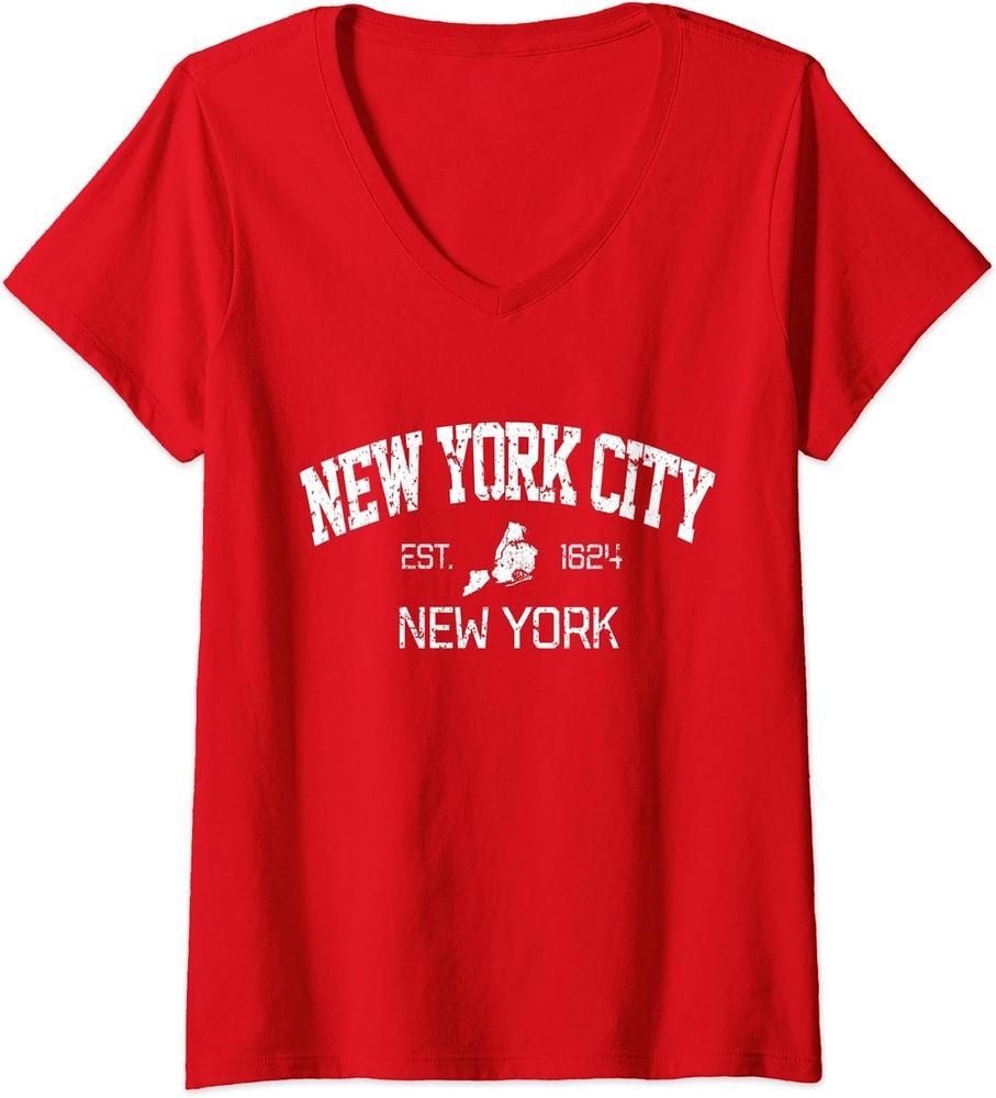 Vintage New York City EST 1624 Souvenir Map Gift Ladies  V-Neck Tshirt Unisex T-Shirt XXL