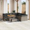 13-piece Garden Sofa Set with Grey Poly Rattan Acacia Cushions, 3-piece Garden Dining Set 3361538