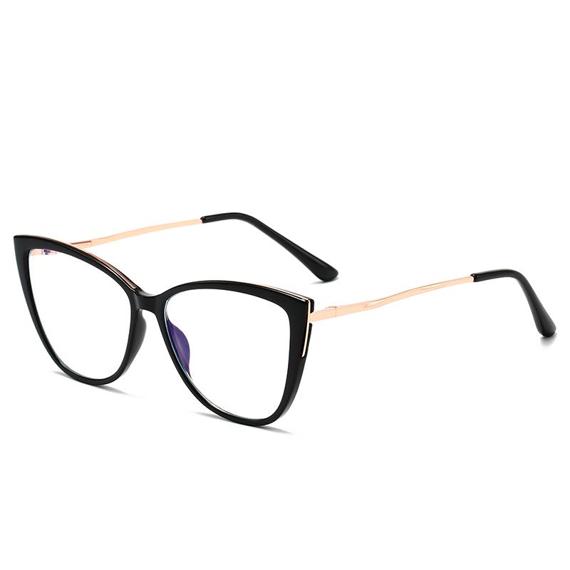 0 -0.5 -0.75 To -6.0 Blue Light Blocking Cat Eye Prescription Glasses For The Nearsighted Women Men TR90 Myopia Frame Diopter