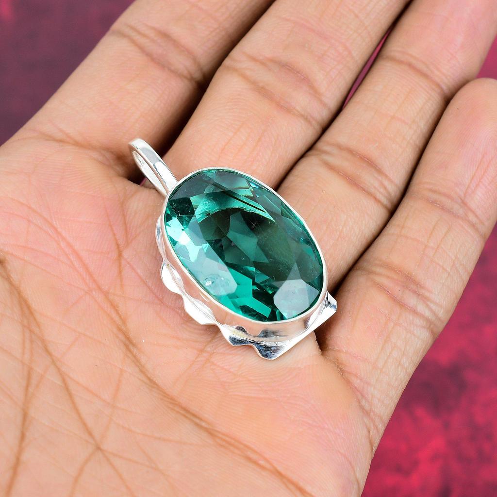 Aqua Apatite Pendant, 925 Solid Sterling Silver Pendant Handmade Gemstone Jewelry, Gifts For Wife Brand New Pendant