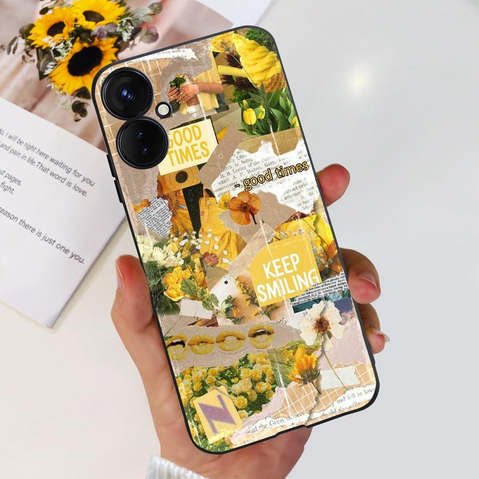 For Tecno Spark 9 Pro KH7 KH7n Cute Cartoon Phone Case For Tecno Spark 9Pro Black Silicone Soft TPU Cases