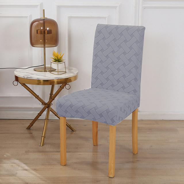 

Soft Jacquard Soild Colour Chair Slipcovers Elastic Dustproof Cover Sets For Living Room Room Hotel Office Home Chairs Machine Washable Removable 1-PCS светло-серый