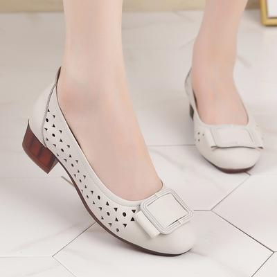 Echtes Leder Damen Sandalen Flach Rutschfest Mode Schnalle Sommerschuhe Lässige Ausgeschnittene Sandalen Damenschuh Große Größe 35-42