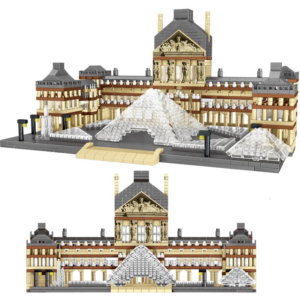 KNEW BUILT Louvre Mikro Mini Bausteine für Erwachsene Architektur Spielzeugsets Bau Kinder Spielzeug Montagebausteine