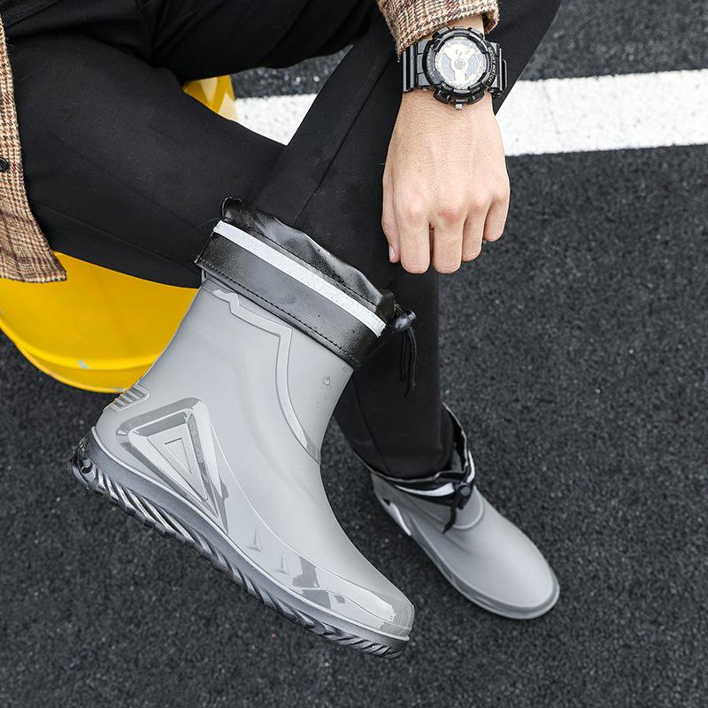 Men's Waterproof Non-Slip Rubber Work Boots - Outdoor & Kitchen, Rain & Cold Protection, Plus Velvet, Durable