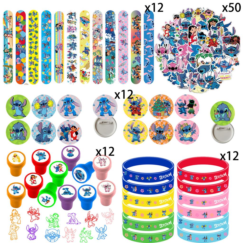 Lilo Stitch Kids Birthday Party Favors Gifts Slap Bracelets Stamps Reusable Straws Keychains Gift Bag Pinata Filler Baby Shower