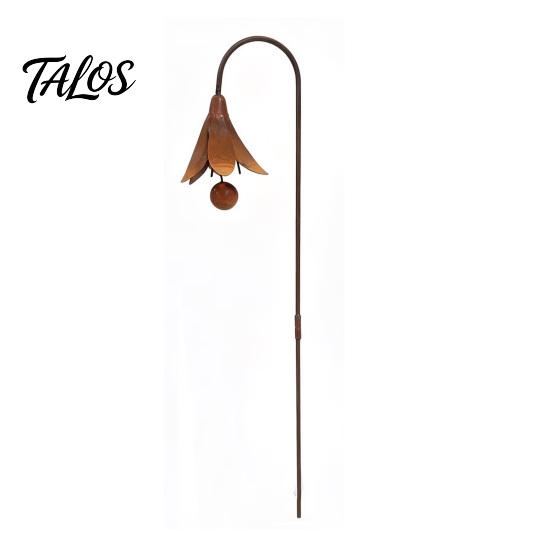 Talos Decorative Bluebell Metal Ground Stake, Handcrafted Outdoor Lawn Ornament, Rustic Flower Sculpture for Yard Bed Post Garden Art