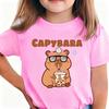 Summer Trendy Pink Girls Cartoon Rodent Bubble Tea Print Crew Neck Soft Light Breathable Short Sleeve Spring Daily Casual Tees