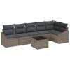 Garden Sofa Set with Cushions 7 Pcs Light Grey Poly Rattan