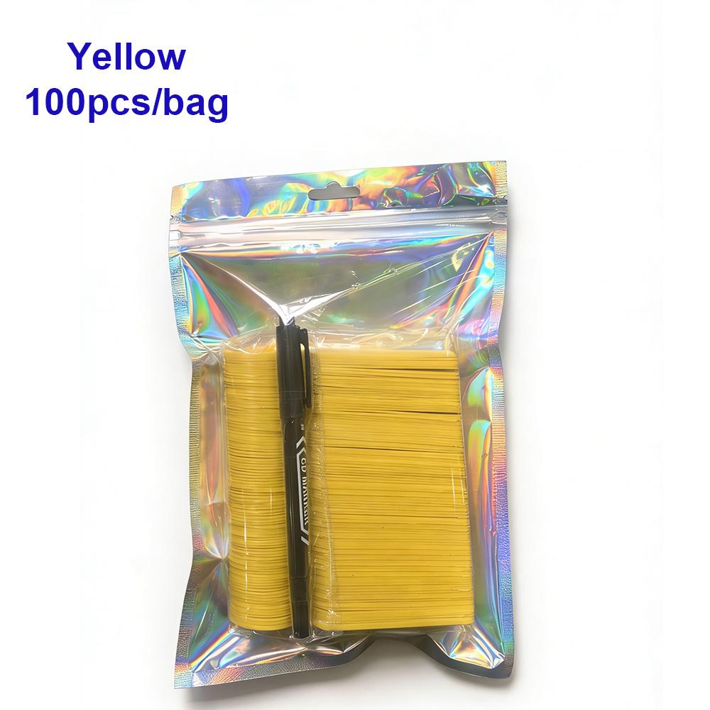 100 stuks/zak Boomhanglabels Verdikte Tuinplantlabels Plastic Markers Druivenlabels Gespen Labels met Pen Waterdicht geel