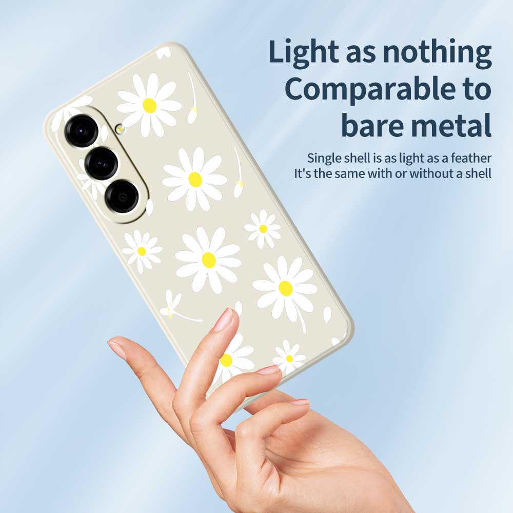For Samsung Galaxy A56 5G Case White Daisy Pattern Printing Straight Edge TPU Phone Back Cover