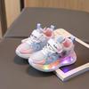 Kid's Luminous Mesh Cartoon Sport Shoes - 2025 Spring/Autumn Princess Style Light-Up Sneakers for Small/Medium Children