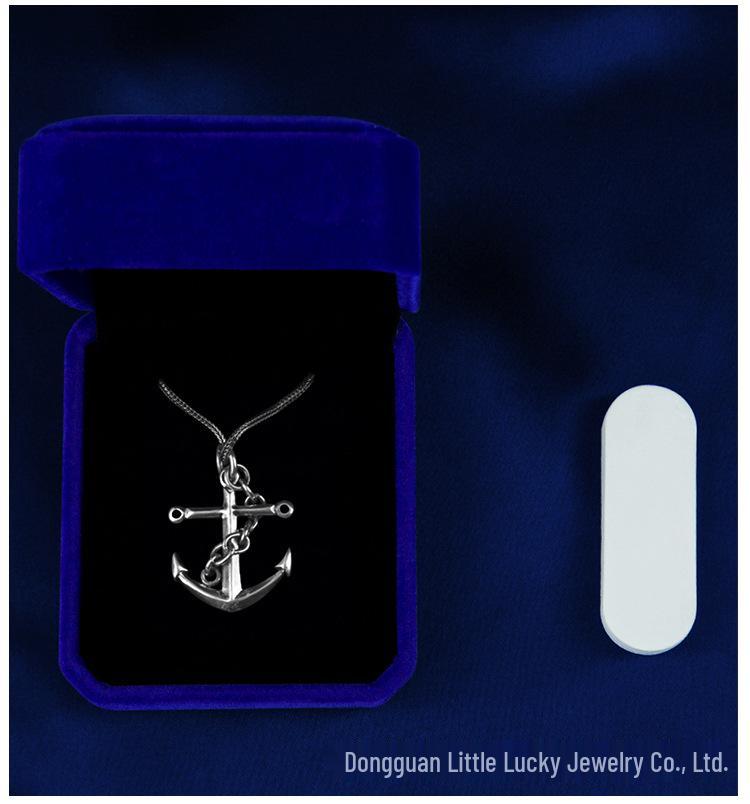 Jade Angel S925 Sterling Silver Anchor Pendant - Punk Style Unisex Couple Model