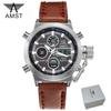 AMST Men Watch Top Luxury Brand Red Big Dial Sport Watches Mens Chronograph Quartz Wristwatch Date Male Clock Relogio Masculino