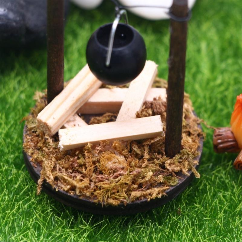 Model Hanging Cauldron Dollhouses Cauldron 1:12 Scale Realistic Cookware Hanging Pots Model for Camping Theme