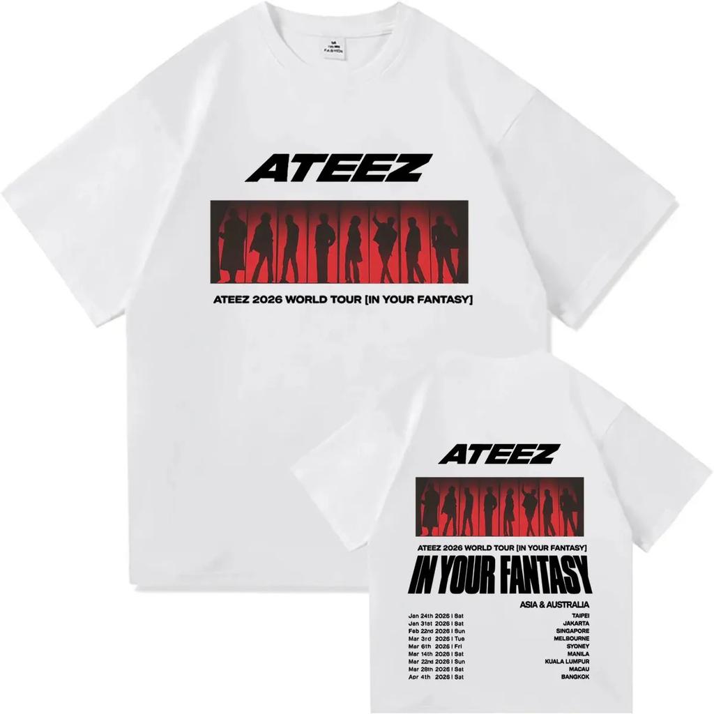 Ateez 2026 World Tour in Your Fantasy 90s Tshrits Mens Women Y2K Oversized High Quality Casual Short Sleeve Tshrit Loose Clothes