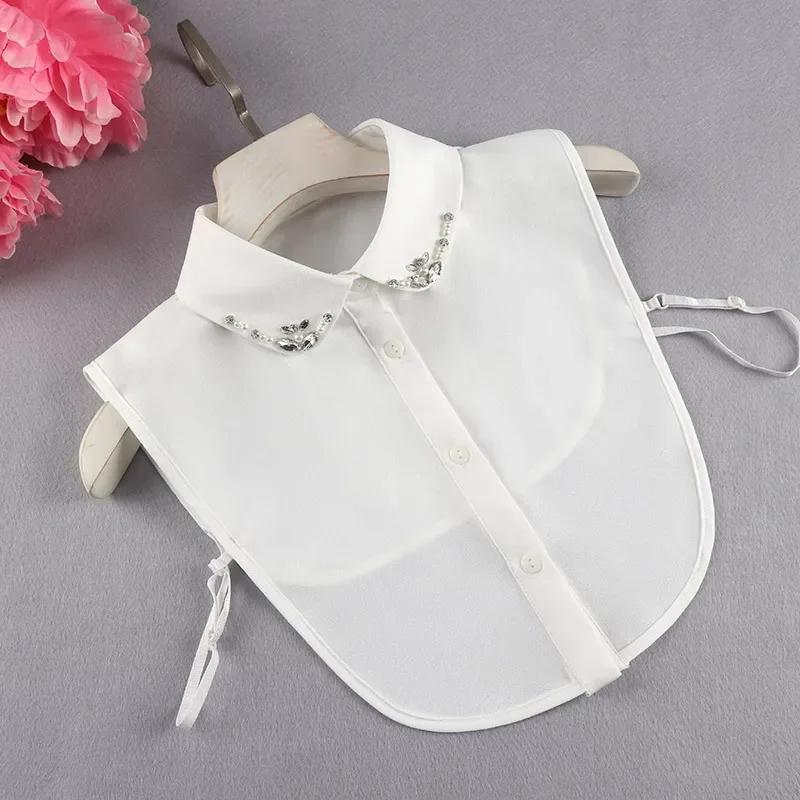 Vintage Handmade Beads Fake Collar for Womens Autumn Sweater Shirt Dechable Collar Decorative Fashion Business False Collar