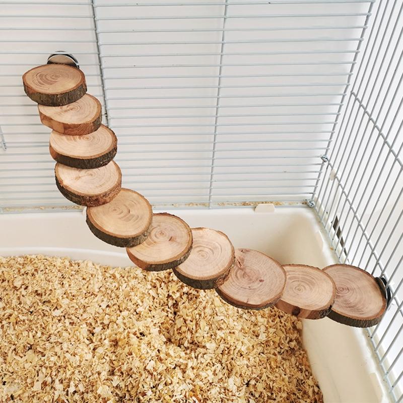 Hamster Ladder Wooden Blocks Chew Toy for Guinea Pig Hedgehog Mouse Sugar Glider Squirrel Chipmunk Climbing 10 Stairs