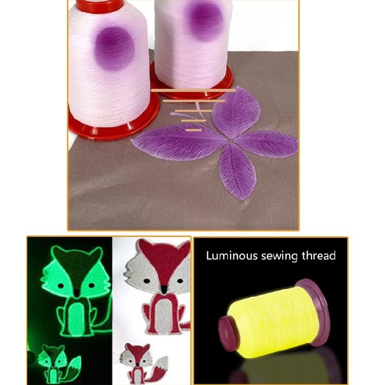 2Pcs Color Changing Sewing Thread for Sewing Machine Hand Stitching Night Glowing Yarn Embroidery Thread 550yds Each