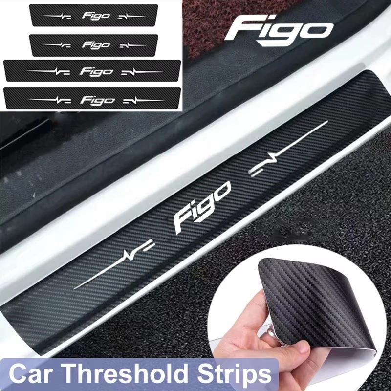 AJX1 For Ford FIGO Logo Car Door Sill Protector Sticker Waterproof Anti Scratch Guard Plate Decal Auto Modification Accessories