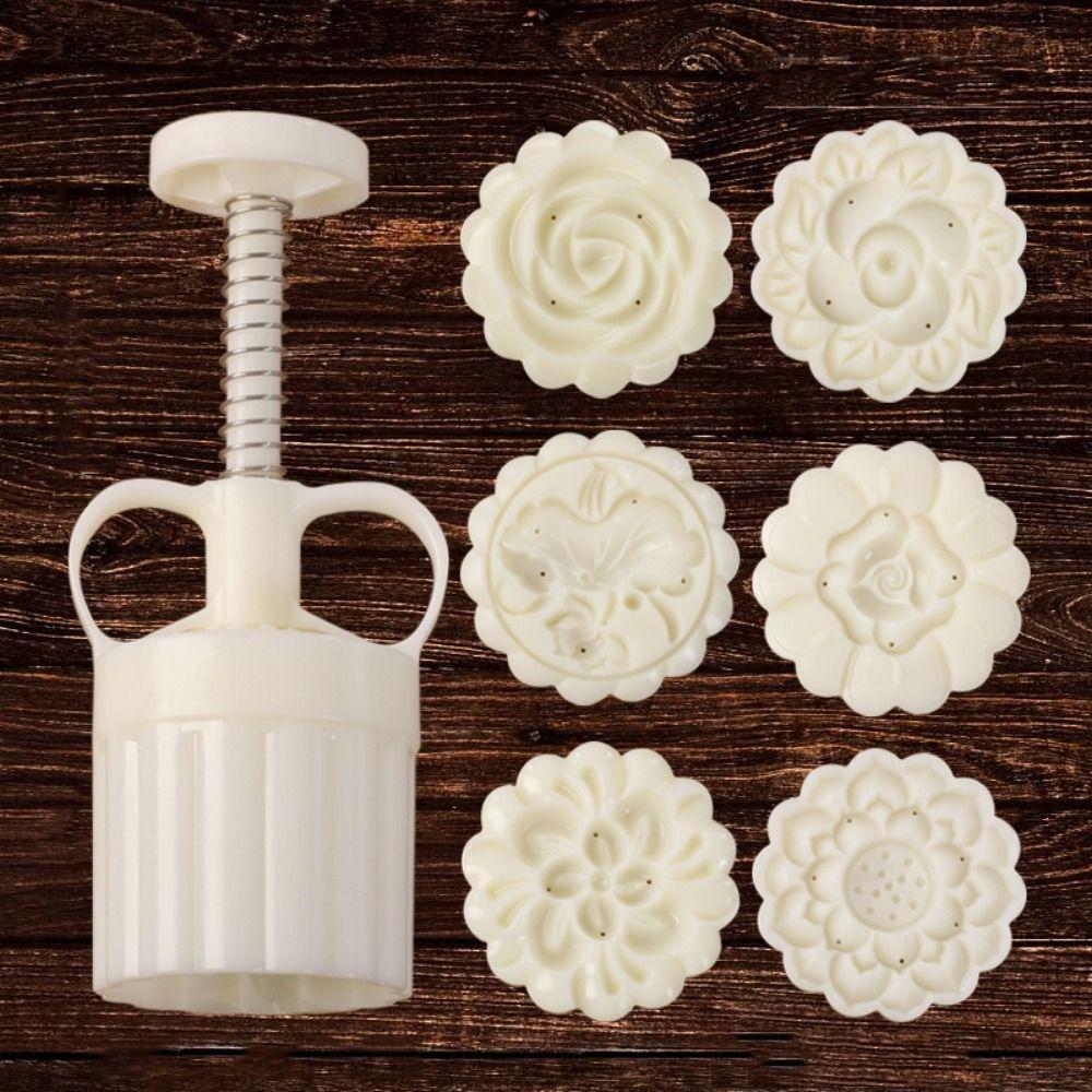 Creative Moon Cake Mold 3D Flower Shaped Cookie Stamp Mold Embossed Reusable Mid-Autumn Festival Supplise Mung Bean