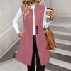 Women's Fashionable Casual Lapel Buttoned Waistcoat Sleeveless Solid-Colour Jacket