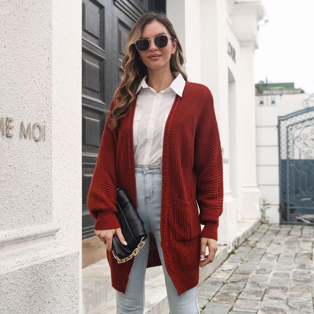 GMXIA Damen Vintage Casual Solid Color Print Herbst Winter Langarm Pullover & Mäntel Pullover Mantel