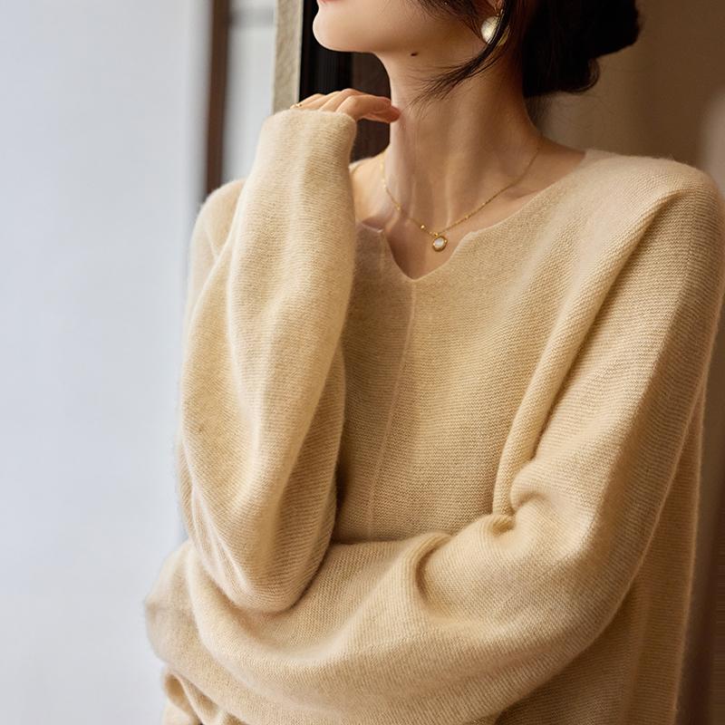 Dámský kašmírový svetr Kašmír Qinghe 30% kašmír 70% vlna podzimní a zimní pulovr hřejivý a módní