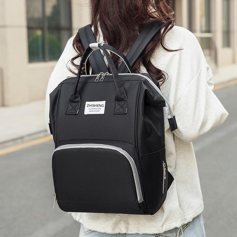 Schoolbag Mommy bag Solid color Simple large capacity Mom backpack Going out Baby bottle Diaper storage bag Maternity bag
