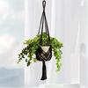 1pc Boho Macrame Plant Hanger for Indoor Outdoor Hanging Succulents Cotton Rope Woven Hanging Basket with Net Pouch
